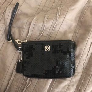 Sequin Coach wristlet